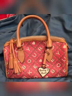 Vintage Y2K Dooney & Bourke Small Domed Alphabet Handbag Antique Red & Cream
